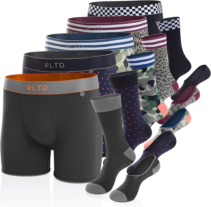 RLTD Men's Boxer Briefs and Socks Matching Underwear Set, Variety 15
