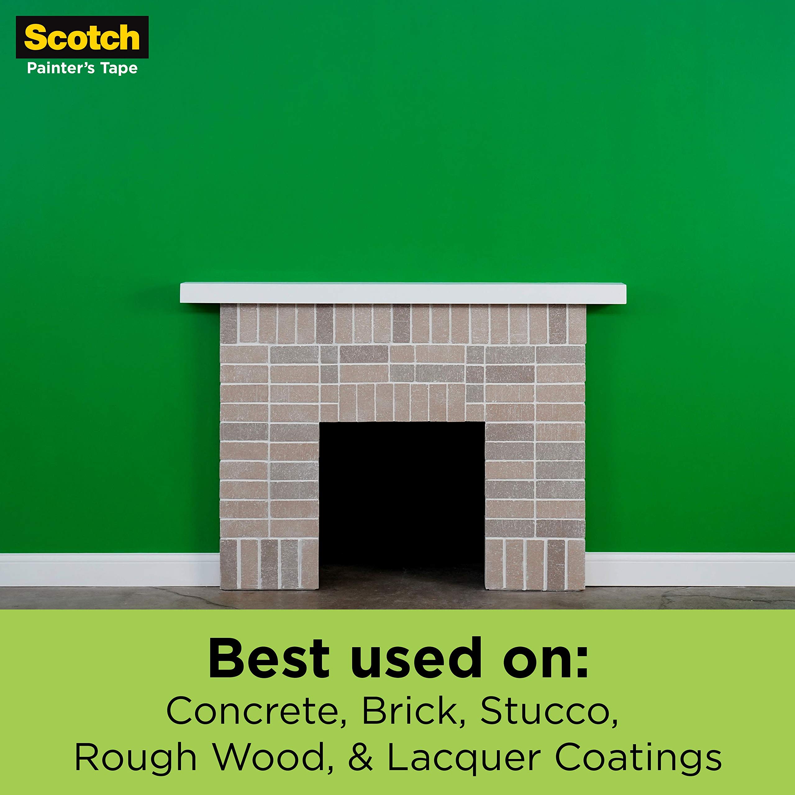 Scotch Rough Surface Extra Strength Painters Tape, 1.5 Inch Wide (1.41 in. X 60 Yds) 1 Roll, Green Tape Protects Surfaces and Removes Easily, Painting Tapes for Indoor and Outdoor Use (2060-36AP)