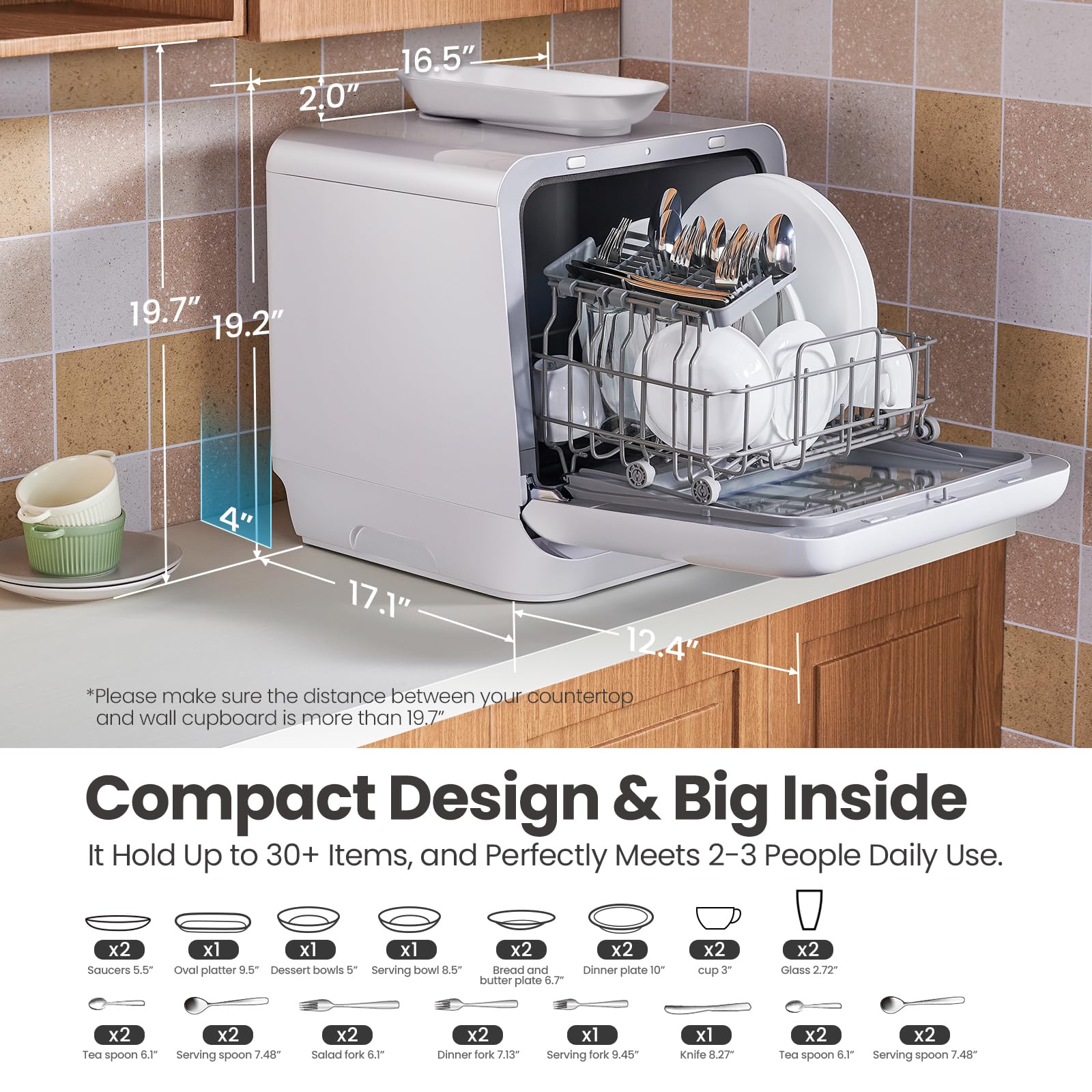 COMFEE' Countertop Dishwasher, Portable Dishwasher With 5L Builtin