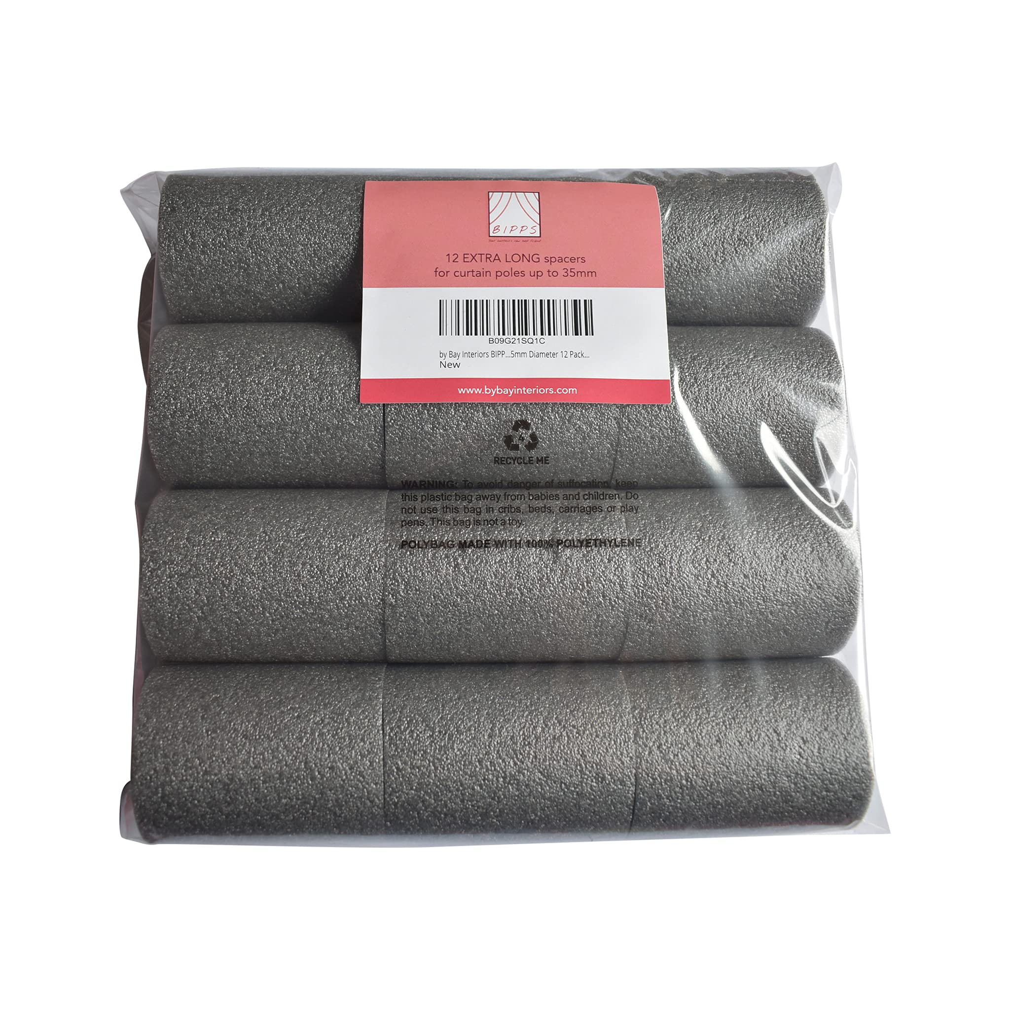 Curtain Spacers BIPPS Perfect Pleats 12 Pack Extra Long for Poles up to 35mm for Eyelet Curtains 50% Longer than Originals