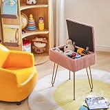 YMYNY Velvet Storage Ottoman Pink 40x29.5x48CM with Removable Cover view 7
