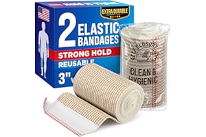 MIGHTY-X Premium Elastic Bandage Wrap - 3” (2pk) - Strong Compression - Self-Closing Reusable Bandages for Legs and Arms - Wrist, Elbow, Foot, Knee Wrap