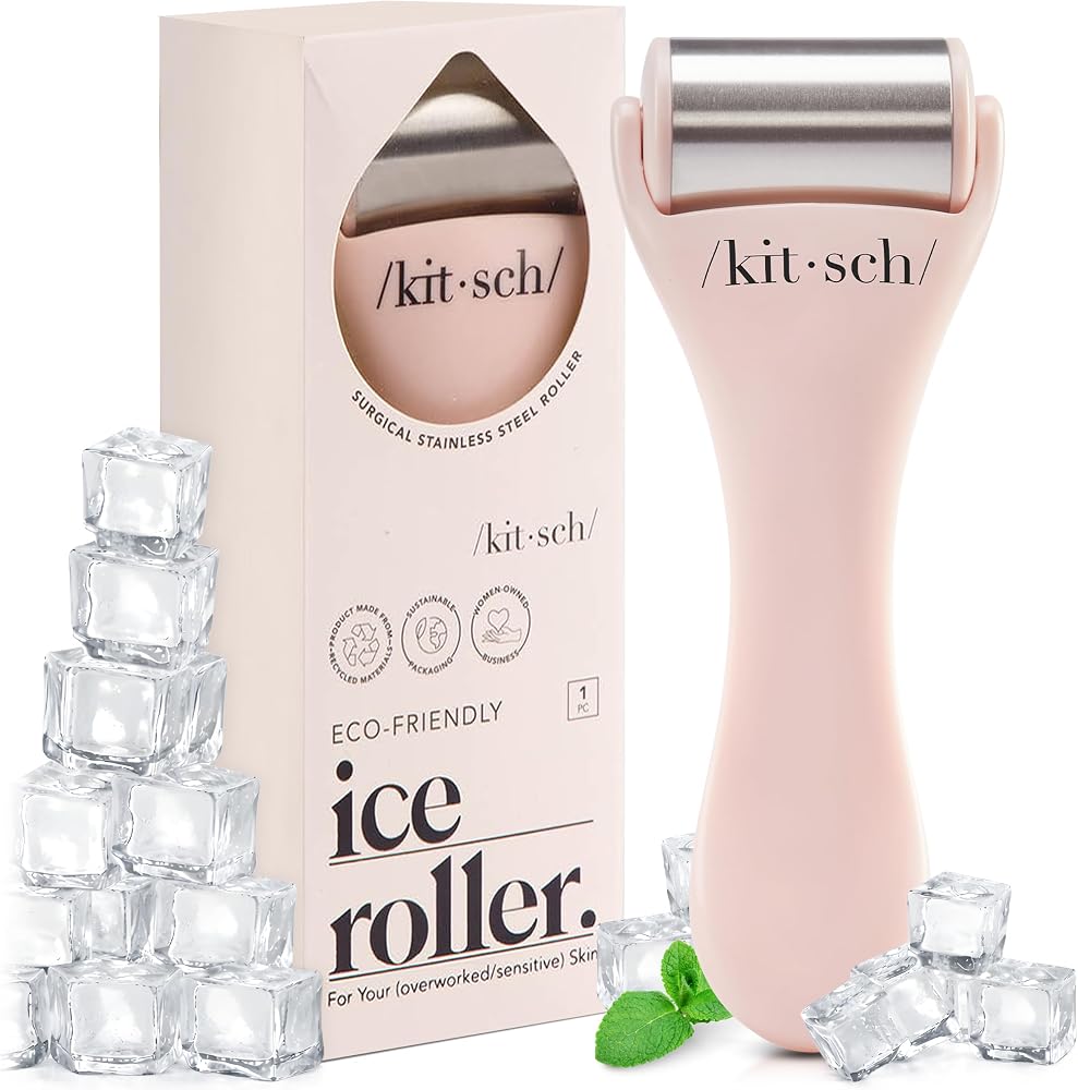Kitsch Ice Roller for Face – Cooling Face Rollers for Women & Men - Pink | Stainless Steel Ice Face Roller to Reduce Puffines