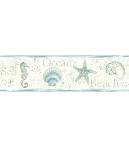thumbnail image 2 of HOMETITUTE Wallpaper Border Peel And Stick Decorative Wall Trim Self Adhesive Coastal Beach Shell Accent Strip For Bathroom Mirror Frame Living Room Bedroom Hallway 4x196 Inch Nautical Ocean Style 2 of 10