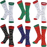 Meanplan 6 Pairs Women's Christmas Lights Socks Xmas Socks Unisex Men Women Holiday Fun Novelty Colorful for Christmas Party Gift