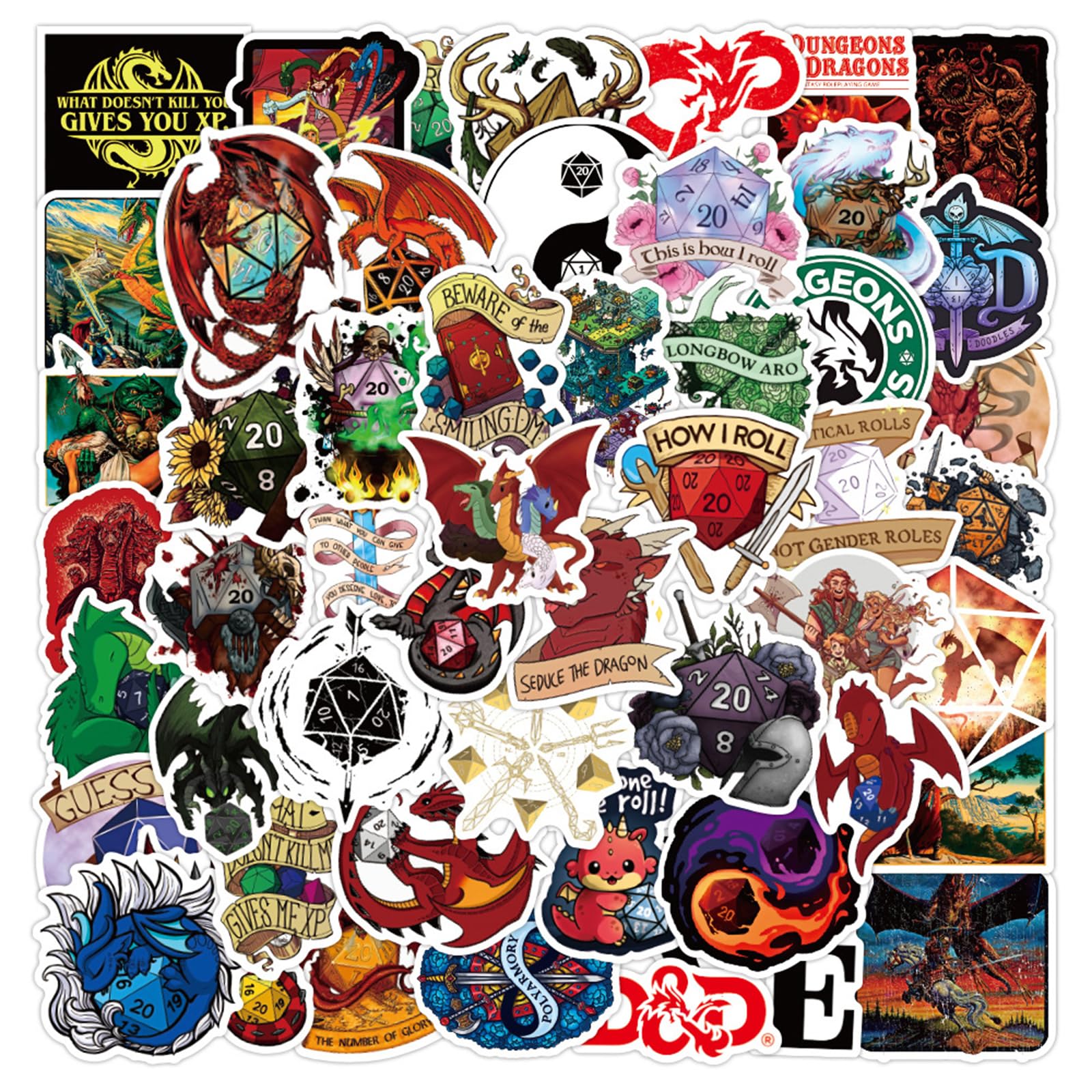 50PCS Dungeons and Dragons Stickers Water Bottle Stickers Waterproof, Vinyl Laptop Sticker Pack (sdjhy)