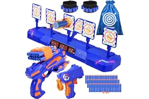 FIBEVON Target for Nerf Gun Practice, Plus Electric Digital Shooting Targets w/Blaster Scoring Auto Reset Target for Nerf Ideal Gift Toy for Kids, Teens, Boys and Girls Aged 5-12