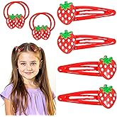 HJZHII 8 Pcs Strawberry Hair Clips and Ties Set, Red Snap Strawberry Hair Clips for Women Cute Fruit Hairclip Strawberrys Hairs Accessories for Party Birthday Gift