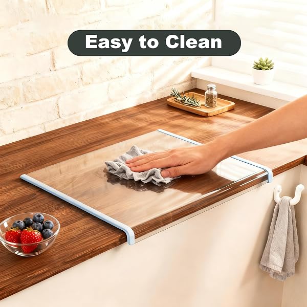 CLEAR GLASS CUTTING BOARD 17X13.3″ CUTTING BOARDS FOR KITCHEN COUNTERTOP,UPGRADED ACRYLIC CUTTING BOARD,PERFECT FOR BREAD,MEAT,VEGGIES & MORE,KITCHEN ESSENTIAL GADGETS (BLUE)