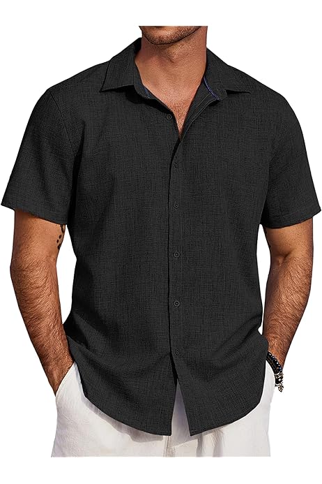 Camisas Casuales Camisas Lino Hombre Tallas Grandes Camisa Lino
