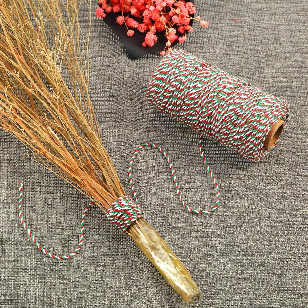 Benvo Christmas Twine 2-Pack Red White Green Cotton Twine and Red White Cotton String Rope Ribbon Cord for Holiday Gift Wrapping, Baking, Butchers, DIY Crafts, 656 Feet : Office Products