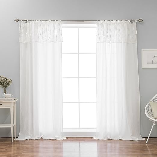 Amazon Com Abelia Belgian Flax Linen Curtain With Lace Valance