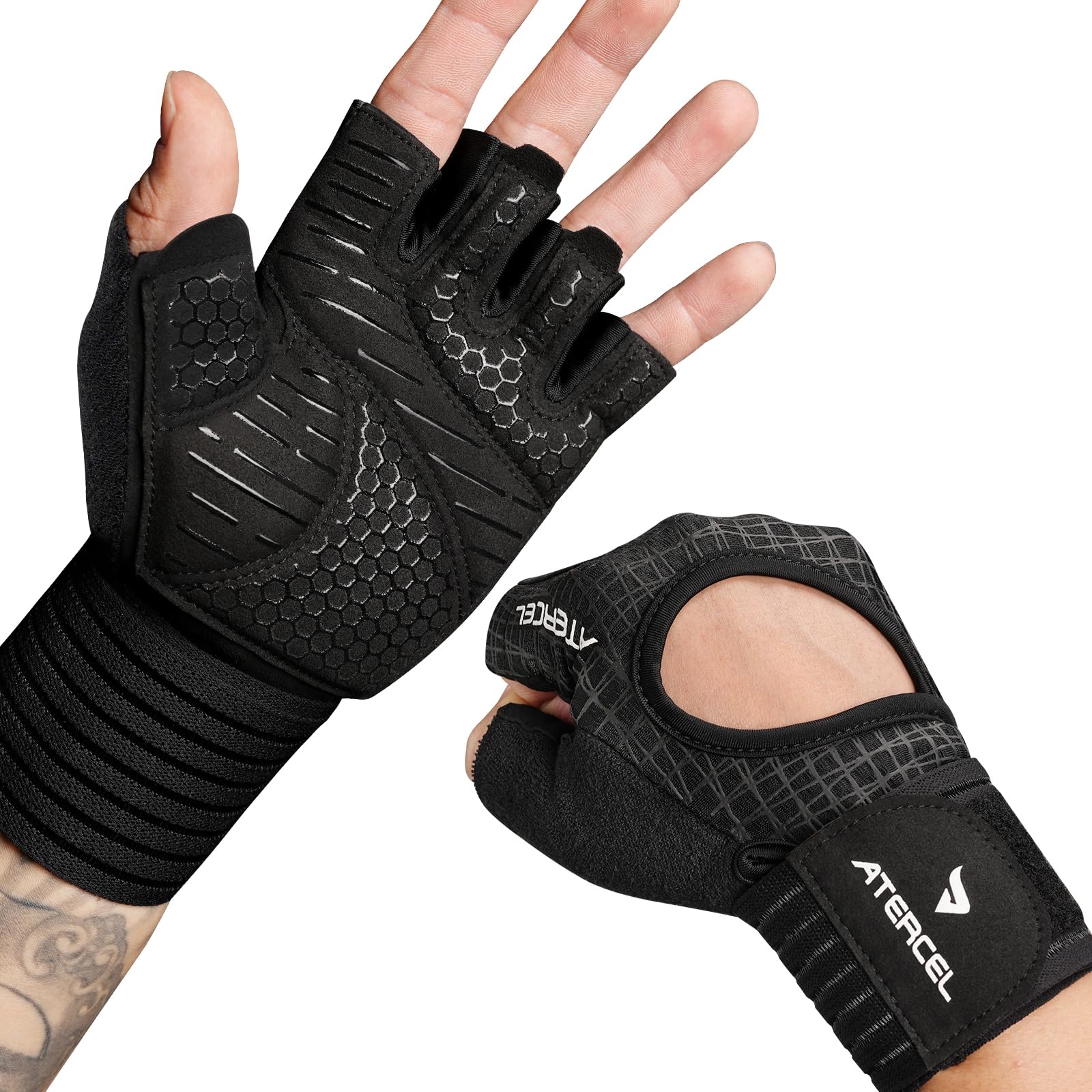 ATERCEL Fitness Gloves Men Women Training Gloves Strength Training Wrist Band Gloves for Crossfit, Weightlifting, Gym Body Training