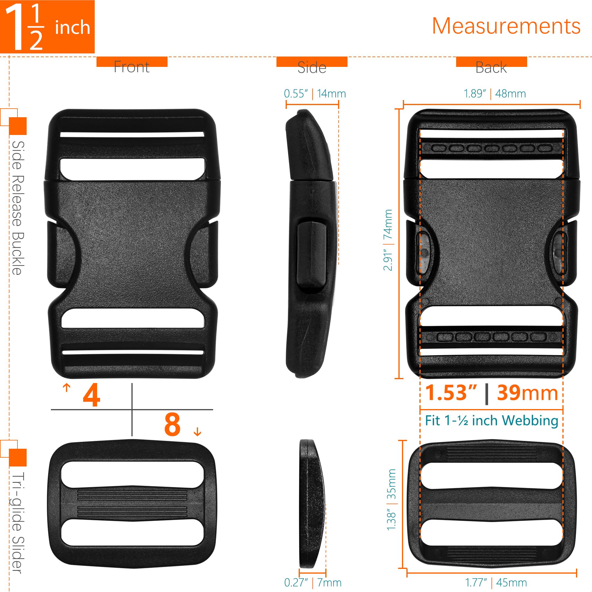 HISUNTEC Buckles for 1-1/2