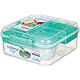 Sistema Bento Box Adult Lunch Box with 3 Compartments, 2 Removable Trays, and Salad Dressing Container, Dishwasher Safe, Color May Vary, 42 oz./1.25L Size (Pack of 4)