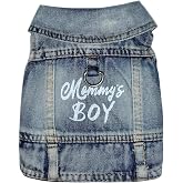 Mommy's Boy Dog Jeans Jacket,Pet Overalls Denim Coat,Puppy Clothes(XS) | JcDuDoi Classic Small Dogs Male Cat Costumes Washed Vest Outfit T-Shirts Chihuahua,Yorkie,Teacup