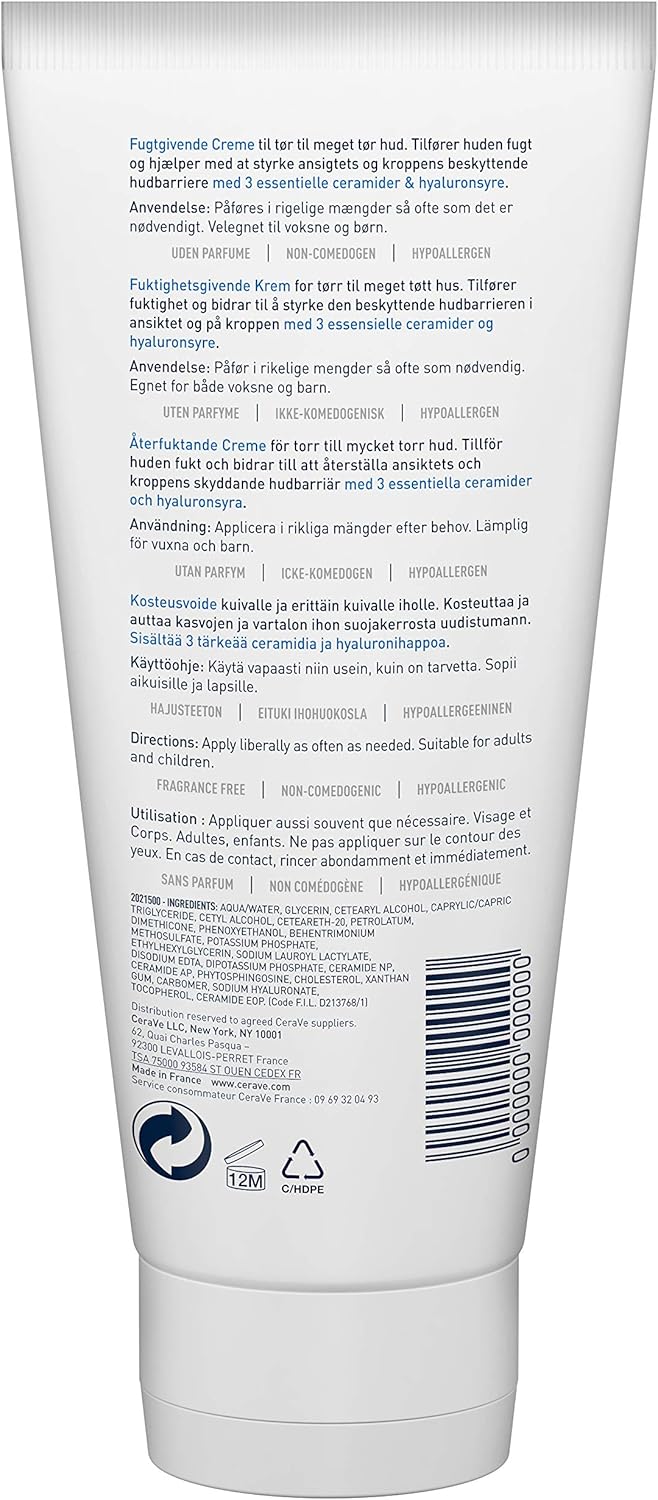 CeraVe Moisturising Cream for Dry to Very Dry Skin 177 ml with Hyaluronic Acid and 3 Essential Ceramides, 177 ml (Pack of 1) - Image 4
