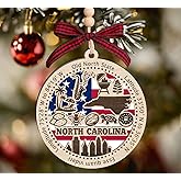 North Carolina Wooden Ornament - States Christmas Ornaments - Moving to North Carolina Gift - First Christmas to Nc - 2 Layer Ornament Wooden 4Inch
