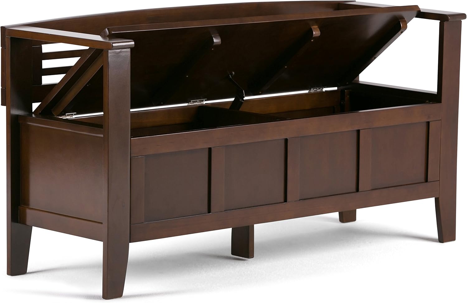 Simpli Home Adams SOLID WOOD 48 inch Wide Entryway Storage Bench with Safety Hinge, Multifunctional, Rustic, in Rustic Medium Brown: Kitchen & Dining