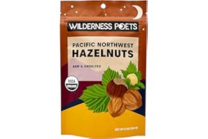 Wilderness Poets, Organic, Pacific Northwest-Grown Hazelnuts - Raw, Whole Nuts with Skins, No Shells (8 Ounce)