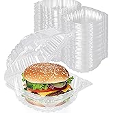 Disposable Plastic To Go Containers with Clear Lids (100 Pack) Fancy Hinged Top Square Clamshell Food Boxes for Take Out, Home Party Togo Clam Shell Box to Carry Cake, Dessert, Small Sandwich