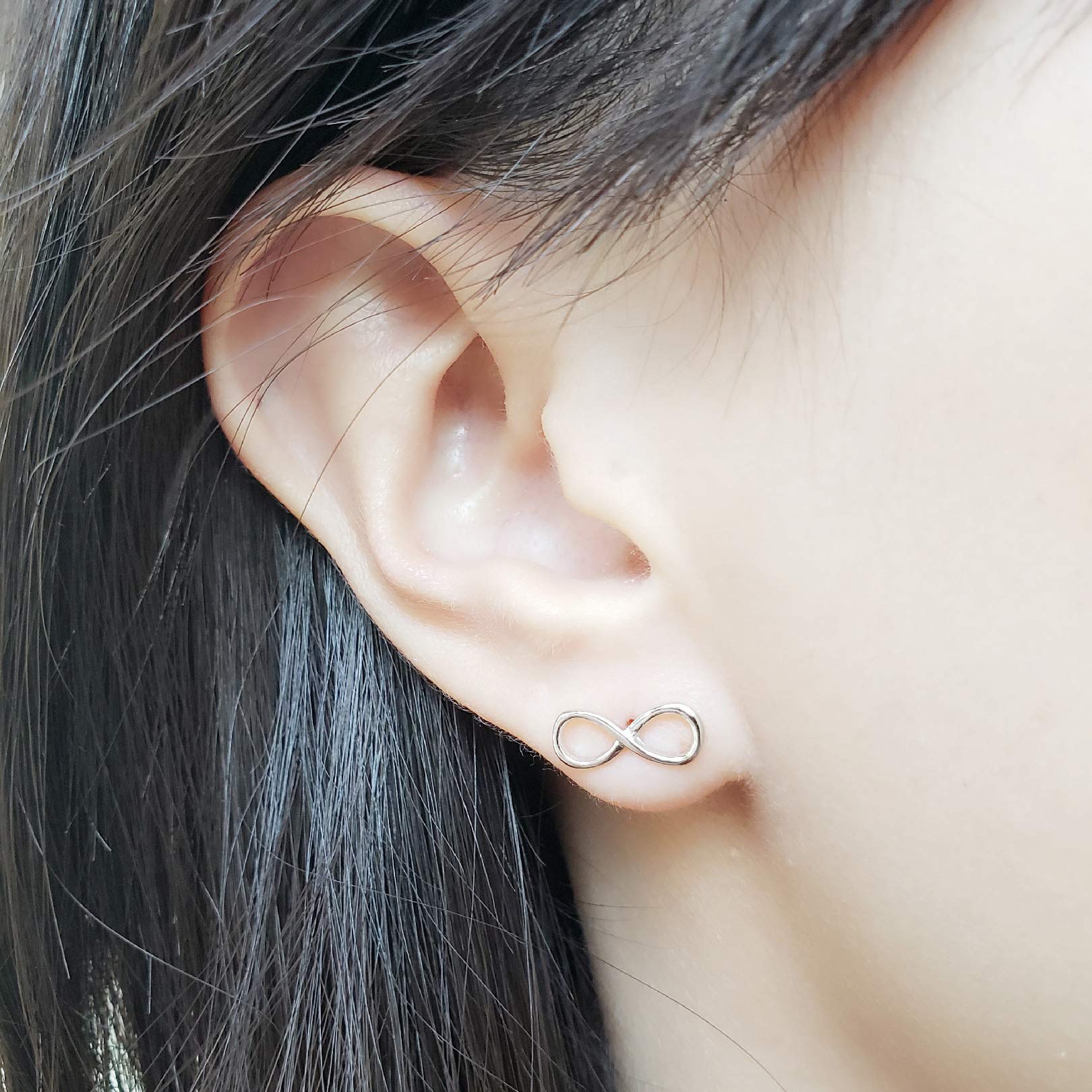 Spoil Cupid Rhodium-Plated Sterling Silver Plain Infinity Symbol Stud Earrings