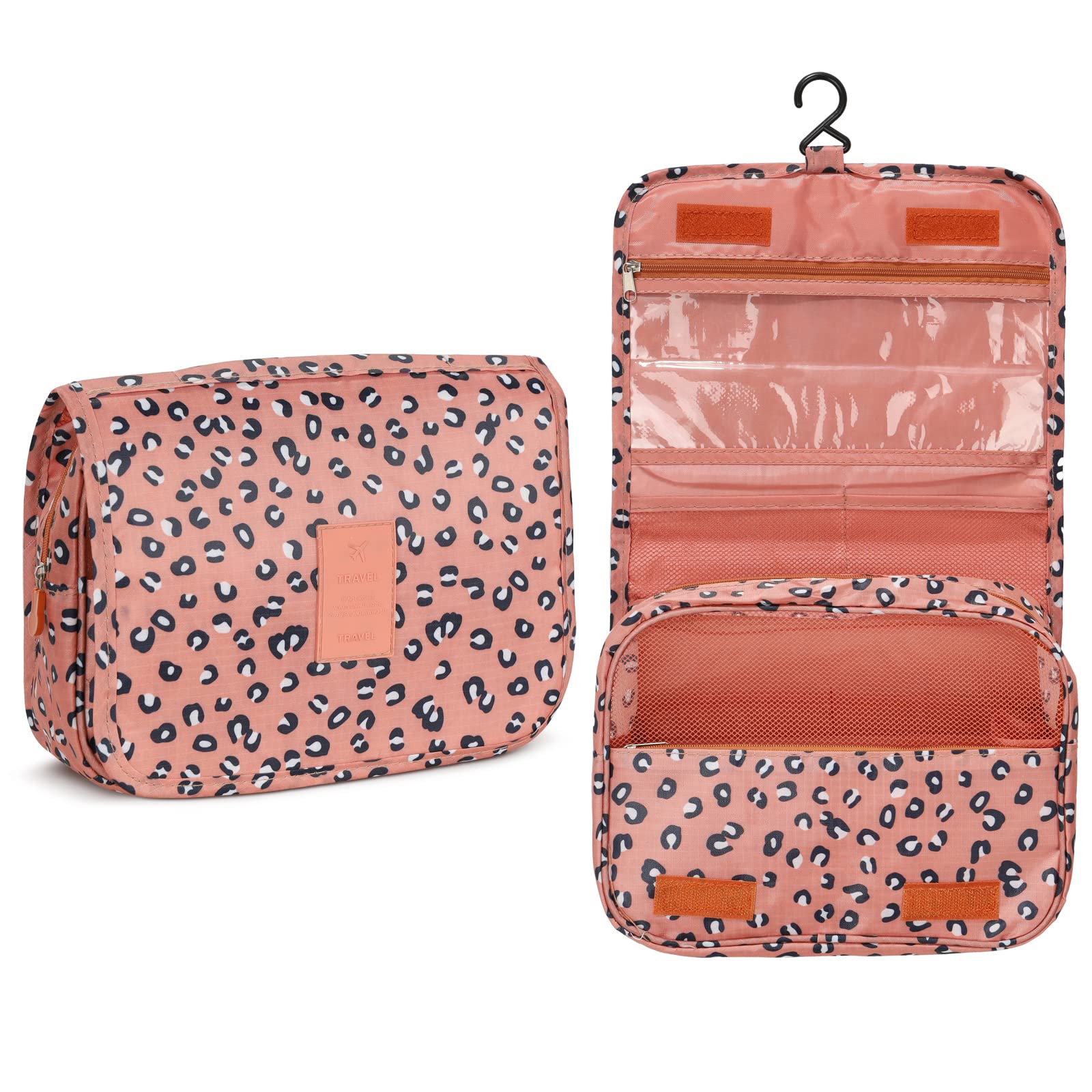 Travel Toiletry Bag,Travel Hanging Toiletry Wash Bag,Makeup Cosmetic Organizer for Women Waterproof,Portable Comestic Organiser (Leopard)