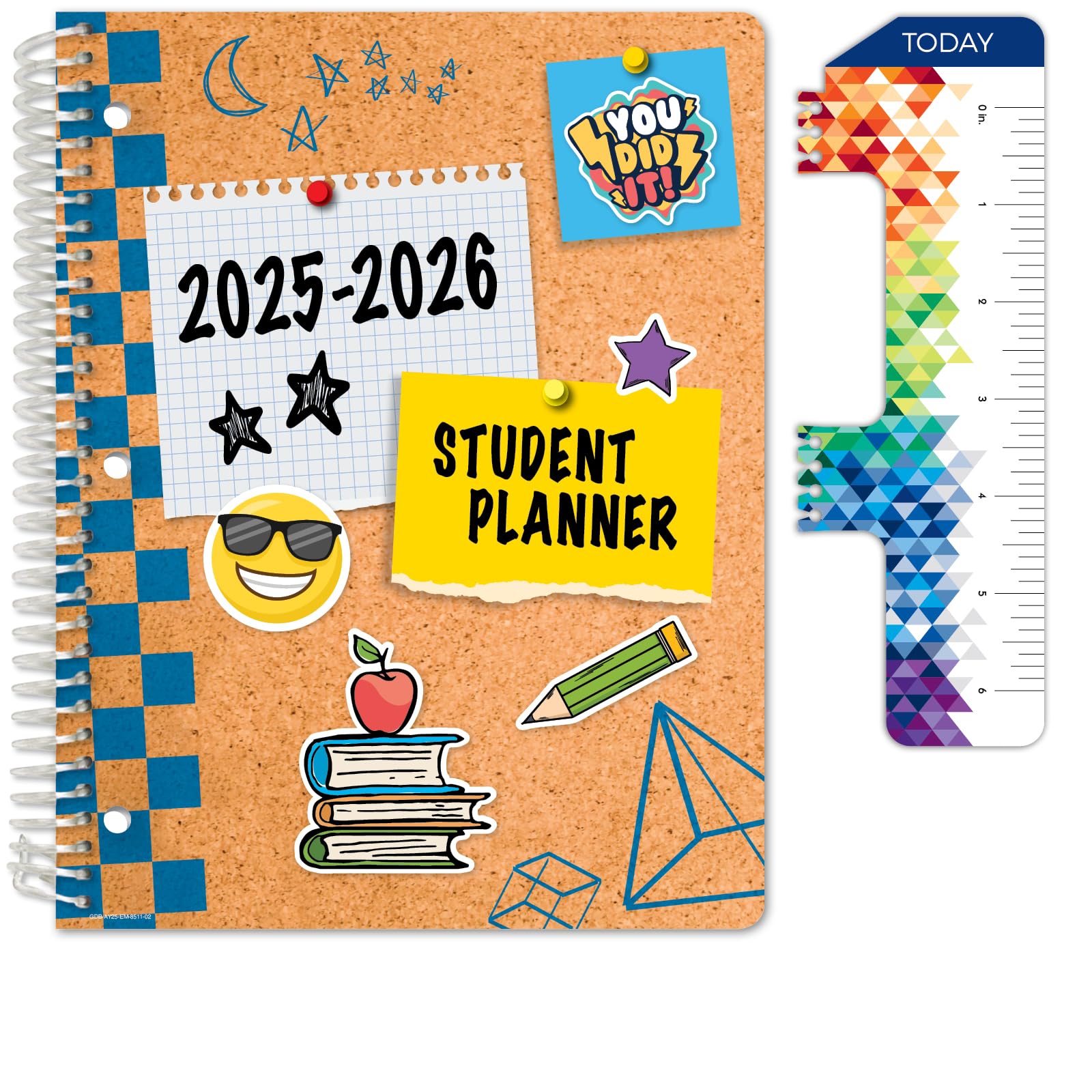 Photo 1 of Global Datebooks 2025-2026 Elementary Student Planner 8.5x11 - Dated Weekly & Monthly Academic Planner (Large) with Ruler/Bookmark & Stickers, Ideal for Homework, Matrix Style, Corkboard