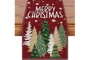 Artscope Christmas Tree Table Runner, Xmas Winter Snowflakes Holiday Kitchen Dining Table Decoration for Christmas Home Decor 13x72 Inch-Red