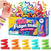 KLT Fidget Toys Bulk for Kids: 100 Pack Bendable Silicone Fidget Sticks | Bulk Fidgets for Classroom Prizes Box- Party Favors Goodie Bag Fillers for Creative Shaping - Quiet Sensory Toys for Calming