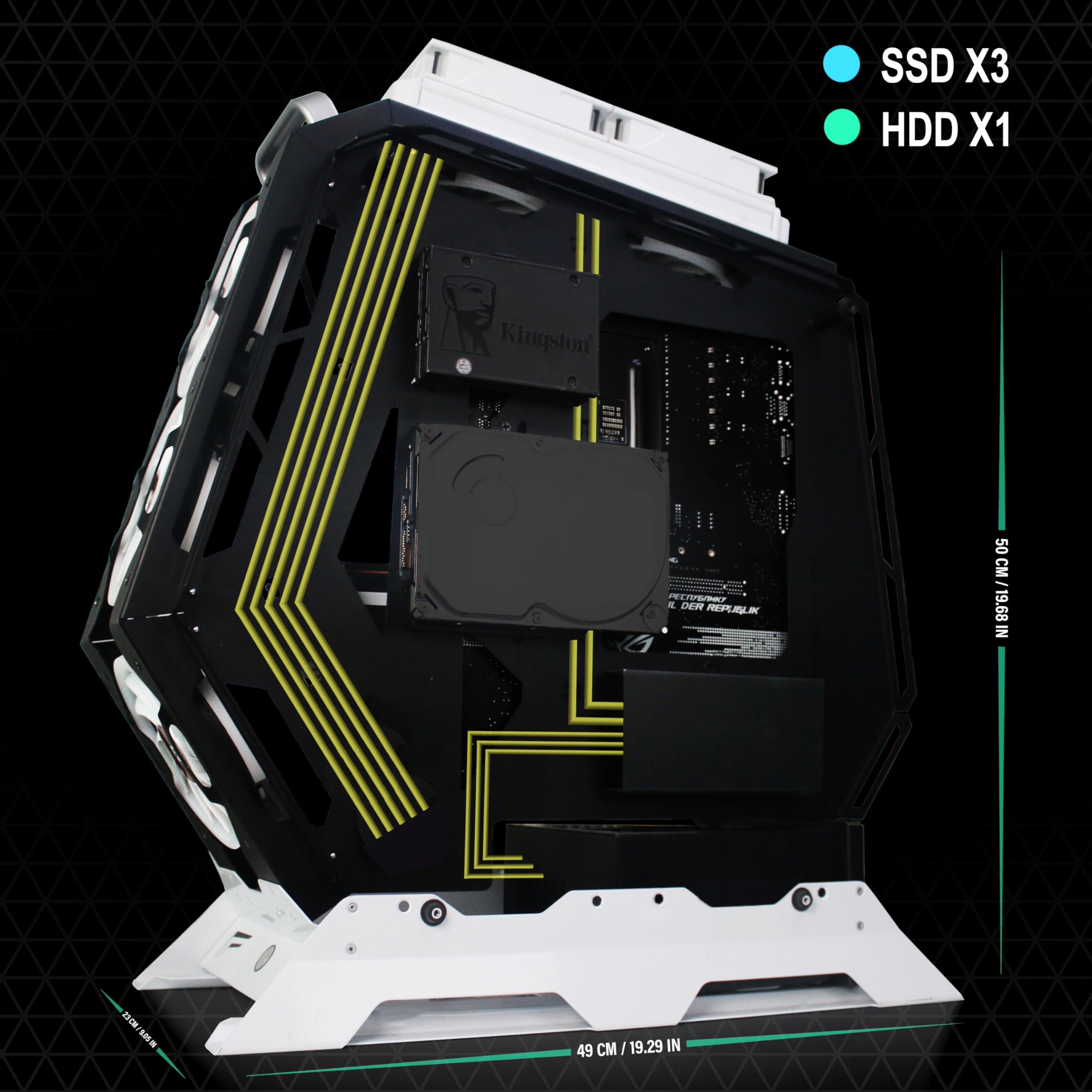 KEDIERS PC Case - ATX Tower Tempered Glass Gaming Computer Open Frame Case with 7 RGB Fans