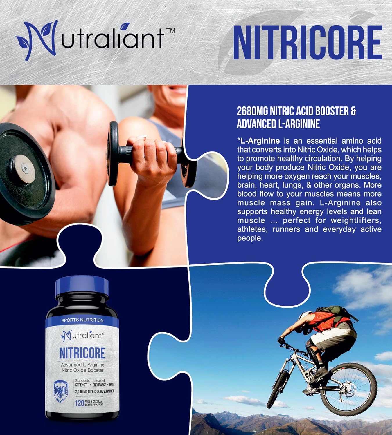 Nitric Oxide Supplements For Men EXTRA Strength 2,680mg L Arginine NO