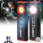 lexall 2 Pack Flashlight, 1600 Lumens Mini Magnetic Flat EDC Flashlight with Clip, 3 Modes Portable Ultra-Light Bright Waterproof Pocket Light for Working, Camping, Repairing, Emergencies