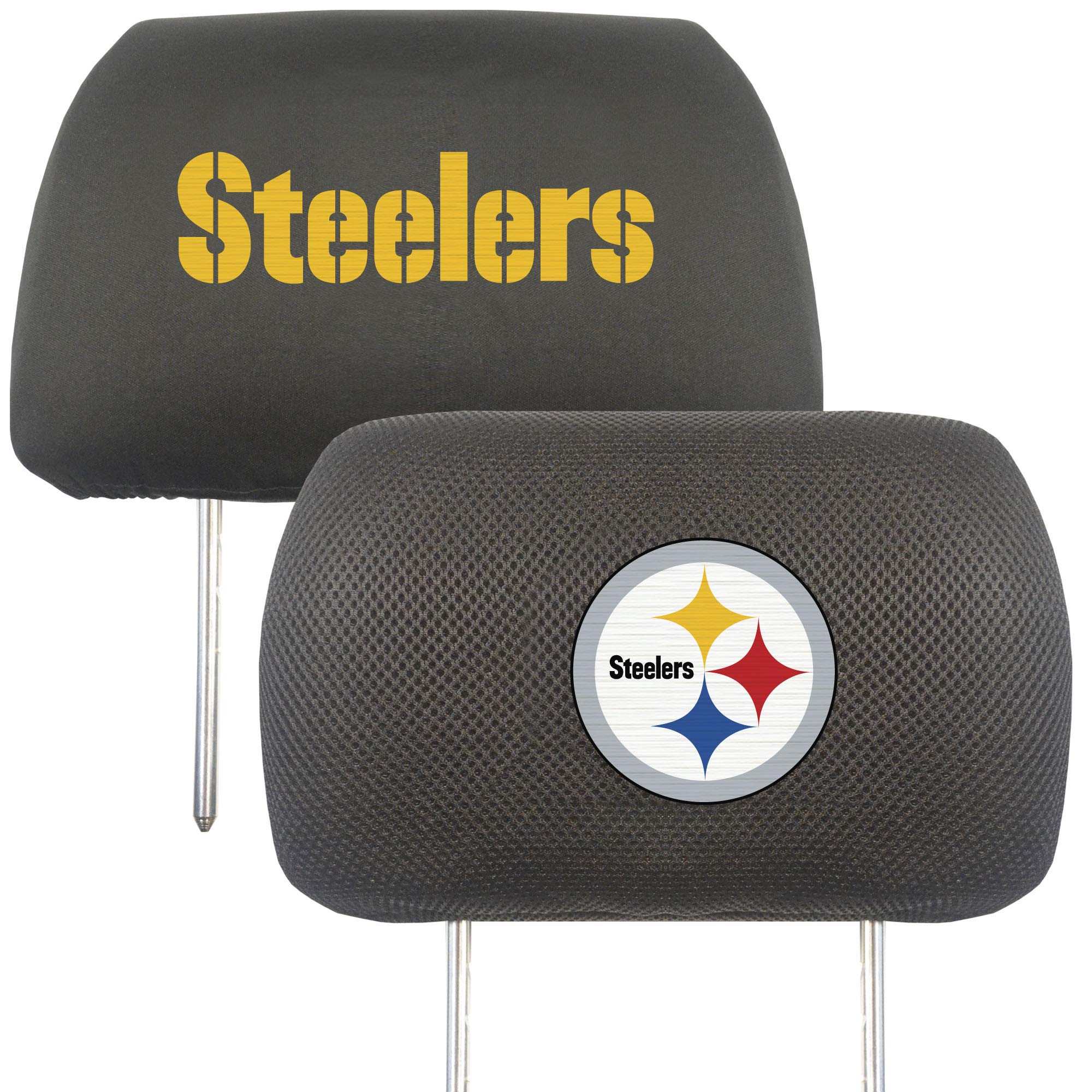 FANMATS NFL Pittsburgh Steelers Auto Headrest Covers, Team Colors, One Size, Black