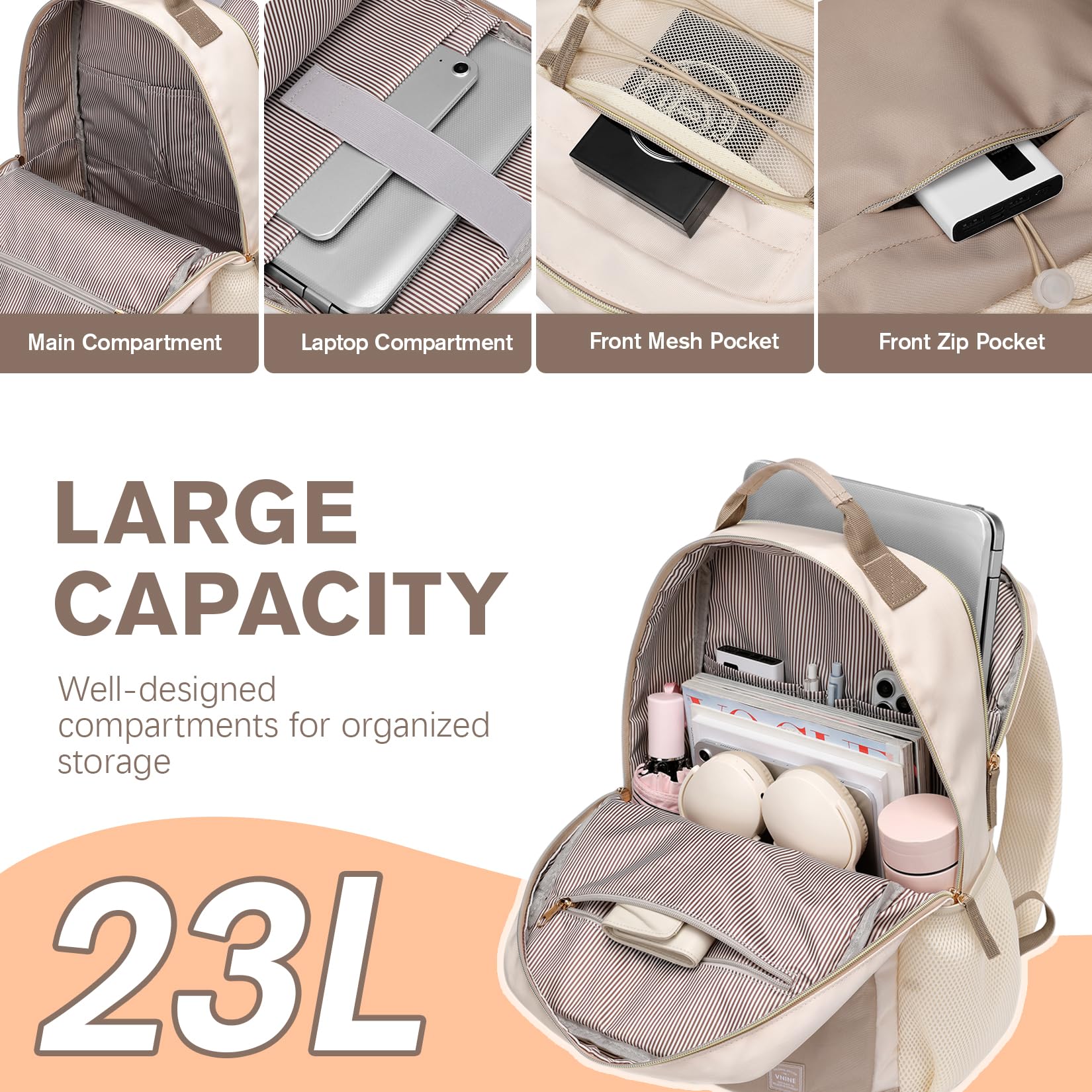 VNINE Laptop Backpack for Women College Backpacks Laptop Bookbag carry on Laptop Bag for Adult Women with Computer Bags Laptop Compartment