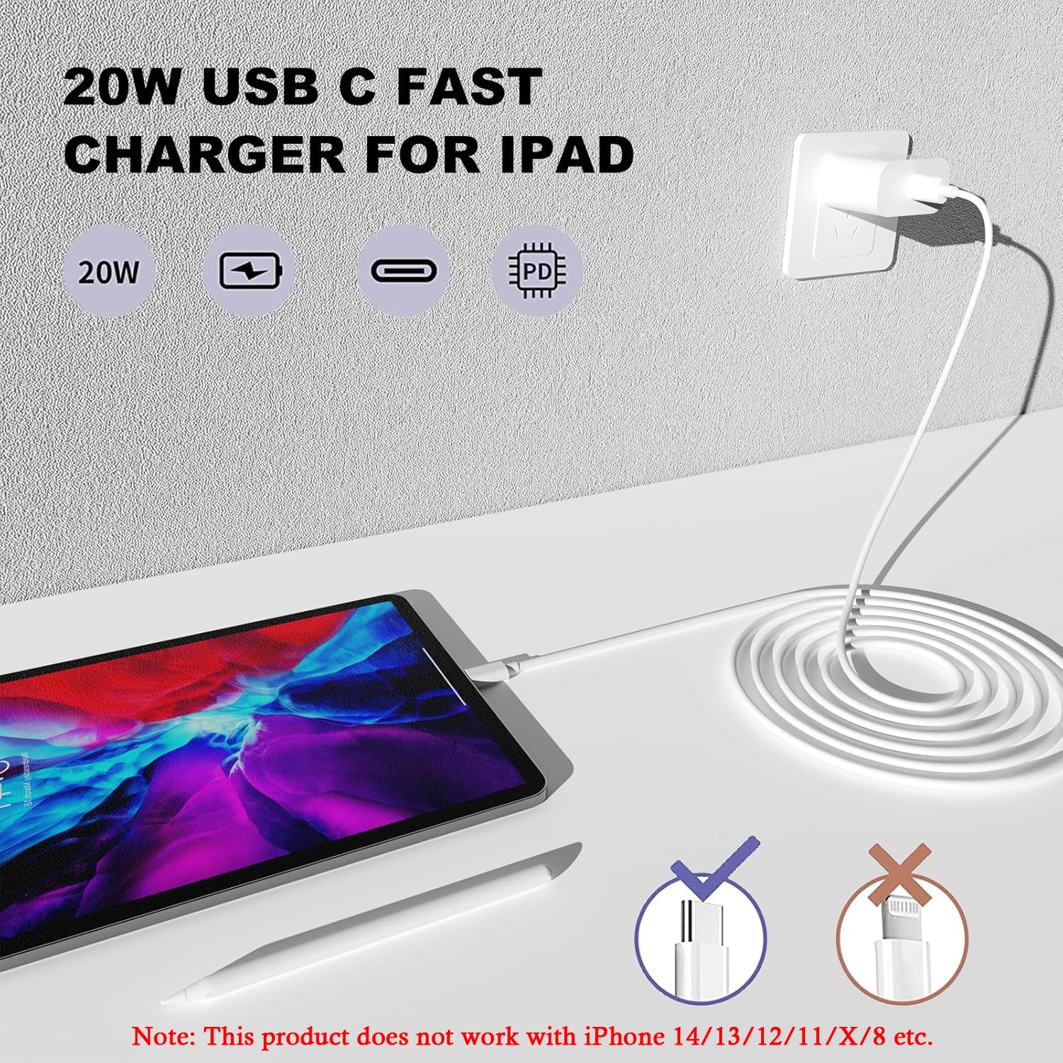 iPhone 17 16 15 Charger Fast Charging,2Pack 20W Apple iPad USB C Wall Chrager Block with 6FT USB C to C Cable for iPhone 17/Pro/Pro Max/17 Air/ 16/16 Pro/16 Pro Max/15/Plus/Pro/Pro Max