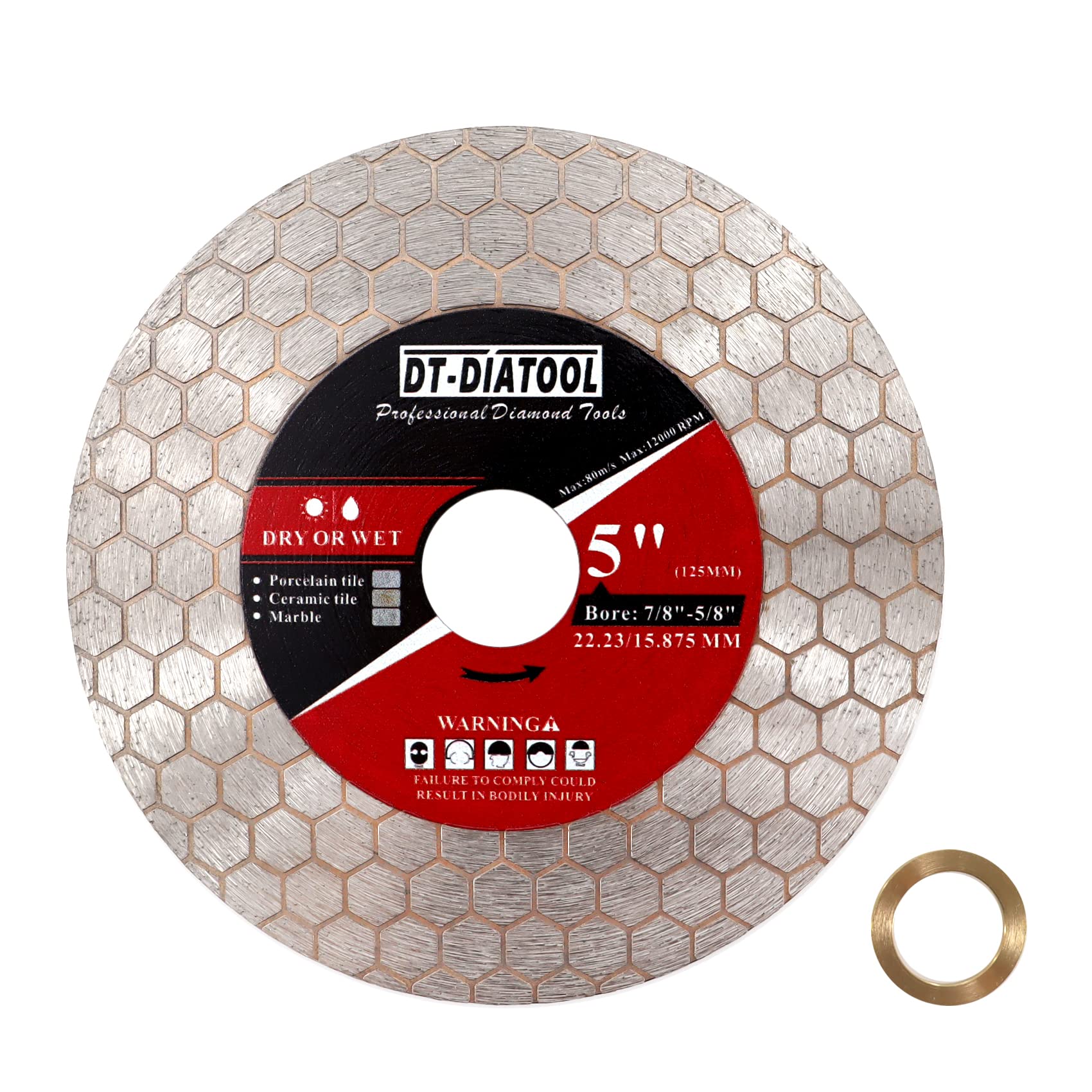 DT-DIATOOL Diamond Disc Tile Cutting Disc 125mm for Cutting Porcelain Ceramic Marble Artificial Stoneware Edge Grinding — image 1