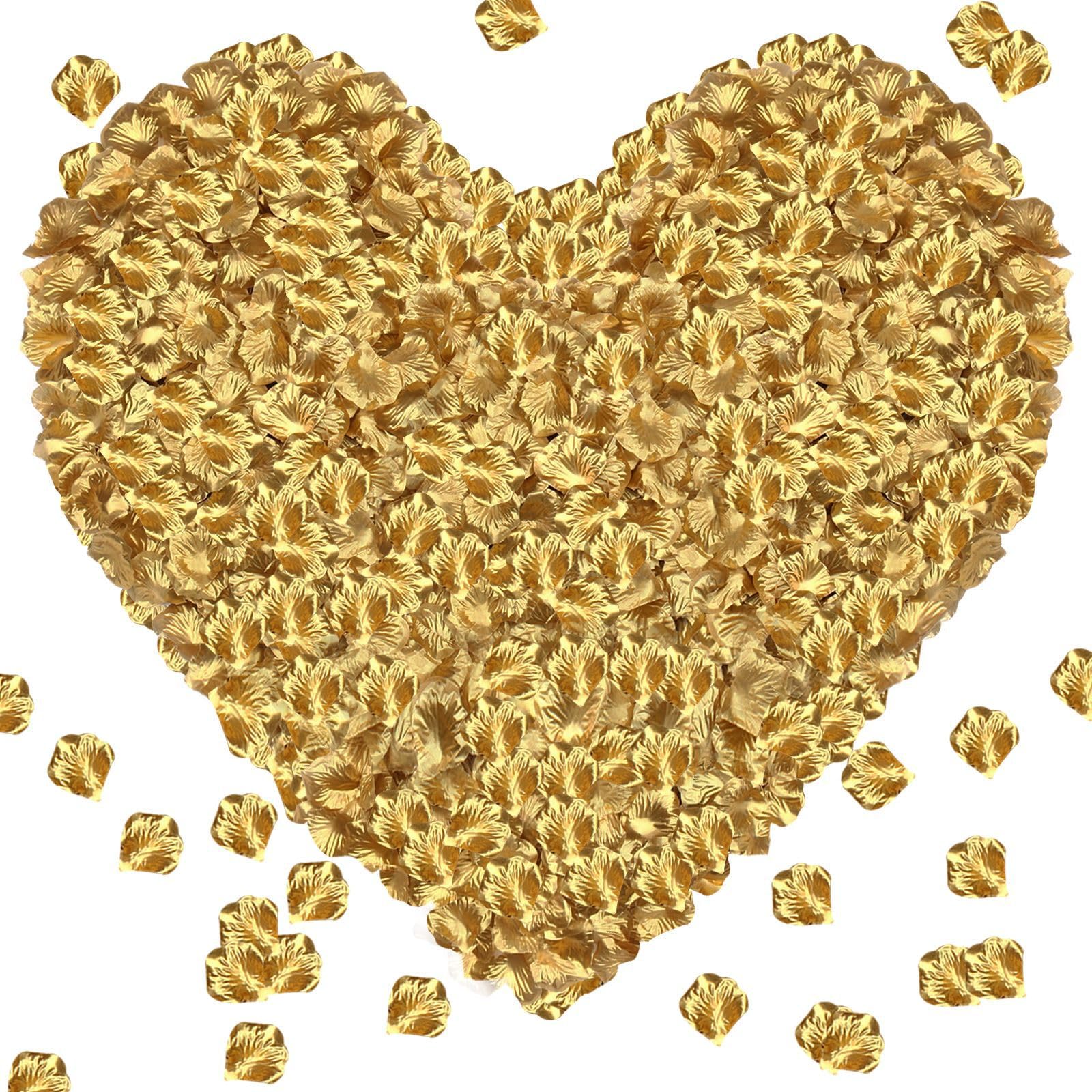 Photo 1 of Pyrrhiax 1000Pieces Rose Petals, Artificial Flower Petals Fake Rose Petals for Romantic Night,Wedding,Proposal Anniversary Flower Decorations(Gold Color)