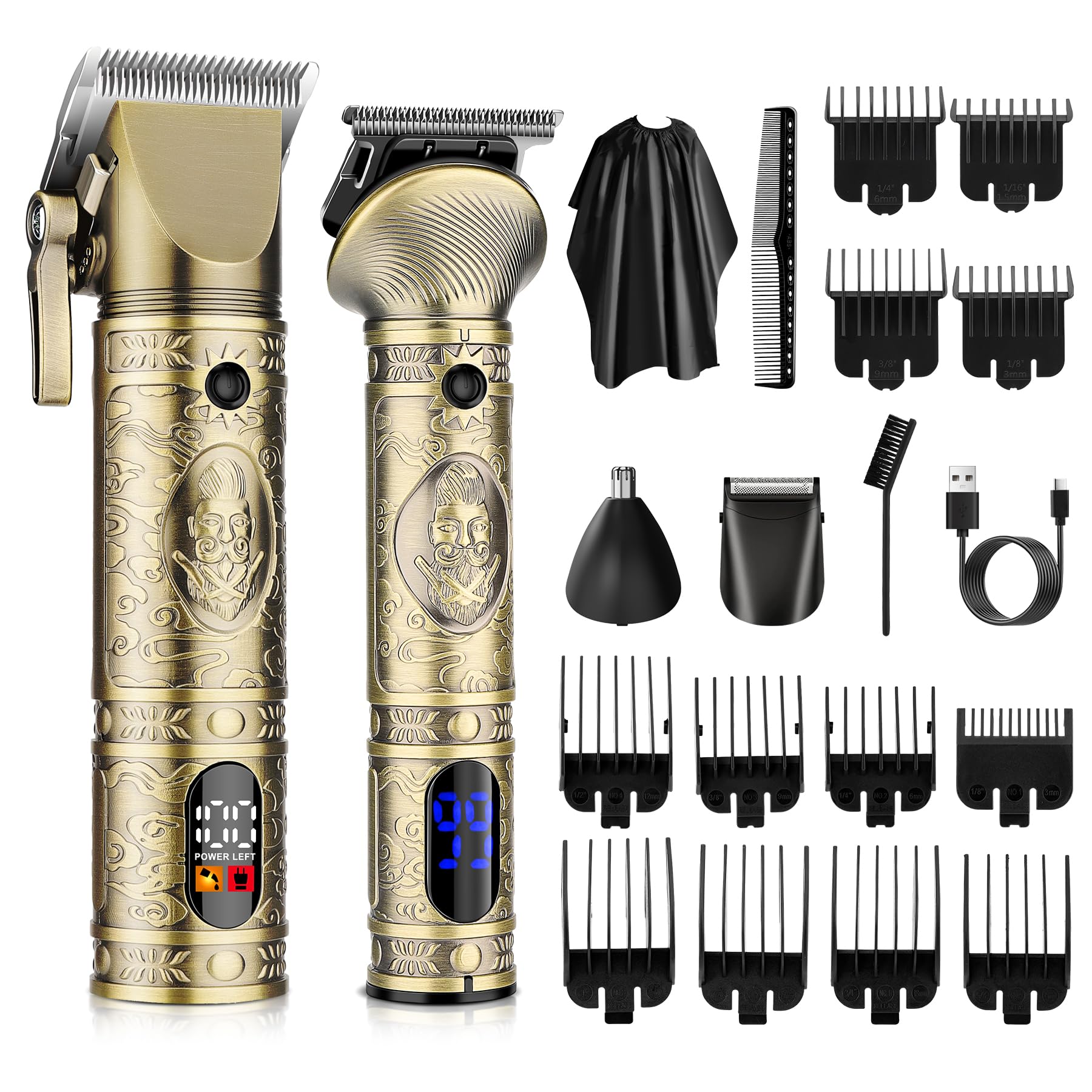 Suttik Professional Hair Clippers for Men 3 in 1 Beard Trimmer/Nose Hair Trimmer/Electric Shaver Clippers and Trimmers Set USB Rechargeable Grooming Kit Mens Gifts
