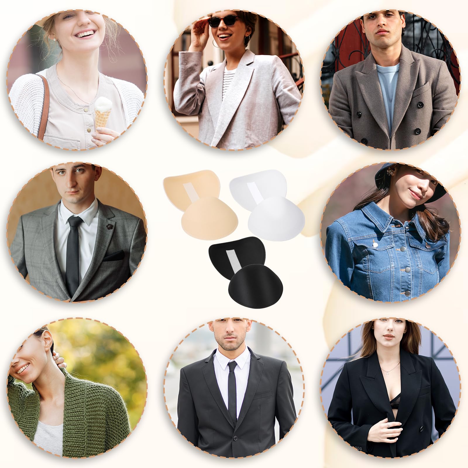 3 Pairs Shoulder Pads, 1.5cm Thickness Set-In Shoulder Pads, Foam Shoulder Pad for Women Clothing Sewing Supply Breathable Thick Sponge Shoulder Enhancer Foam Pads for Sloping High Low Shoulder Suit M