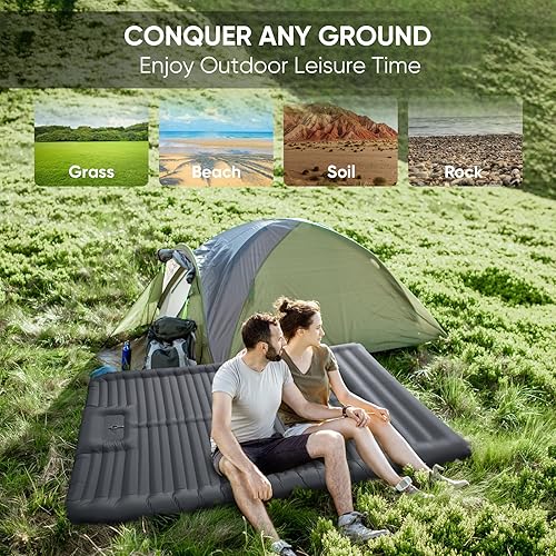 HOYOCAMPGO Double Sleeping Pad, Self Inflating Person Camping