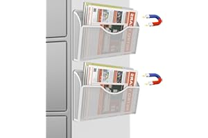 LQPAFZ Magnetic File Holder 2 Pockets File Folder Organizer, Office Hanging Magazine Rack for Refrigerator, White Board, No Drilling Paper Document Holder Mail Organizer for File Cabinets