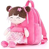 Gloveleya Back to School Gifts for Girls Kids Backpack Toddler Backpack Soft Plush Asian Girl Doll Backpacks Pink 9"