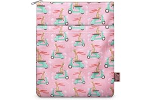 E-WEICHEN 9''x11'' Book Sleeve with Zipper Book Cover for Book Lovers Book Pouch Book Protector Pouch Book Covers for Hardcover Washable Multifunctional Book Sleeves Pink Deer