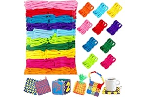 DNPHRPY 800 PCS Weaving Loom Loops 7-Inch Potholder Loom 10 Color Durable Nylon DIY Crafts Kit Projects for Rainbow Bands Flexible Loom Kit Elastic Ideal Gifts for DIY Crafts Supplies