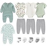 Ruliby Baby Bodysuit and Pant Sets Ribbed Romper Soft Newborn Boy Girl Clothes Outfits Layette Gift Set