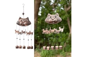 VP Home 20" H Fancy Cat Wind Chimes for Outside Unique Cat Memorial Windchime for Outdoor Decoration and Garden Decor Cat Chimes are for Women, Mom, Grandma, Unisex