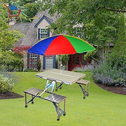 P Yu Outdoor Aluminum Portable Folding Camp Suitcase Picnic Table