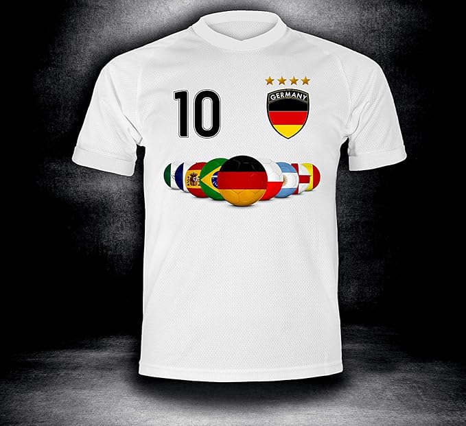 ElevenSports Deutschland Trikot 2018 mit GRATIS Wunschname + Nummer im EM WM Weiss Typ #DE7t - Geschenke für Kinder Erw. Jung