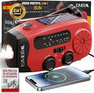 Notfall-Radio mit Kurbel, 2000 mAh, AM/FM, LED-Taschenlampe, SOS